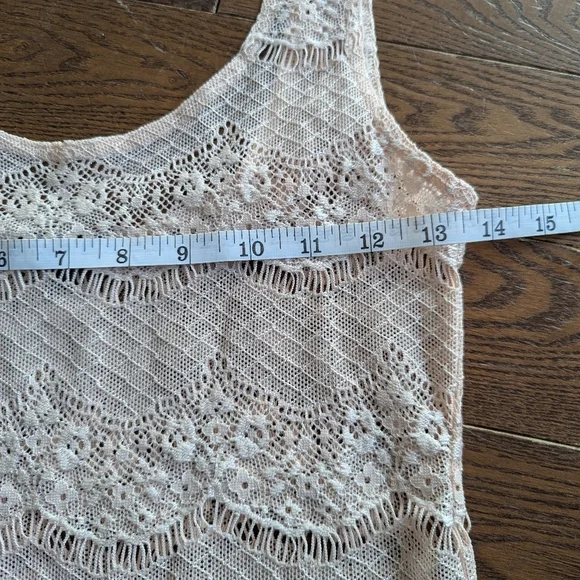Talula Aritzia Lace sheer Rose Gold Tank Top Womens Size M Cottagecore Boho - Picture 5 of 6